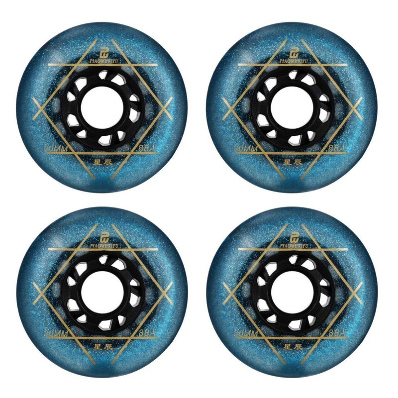 SzBlaZe 88A PU Wear Resist Sliding FSK Inline Roller Skate Replacement Wheels Without Bearings (Pack of 4) 72mm 76mm 80mm for Inline Skate Wave Board Caster Board Street Surf(Blue  72mm) - Image 1